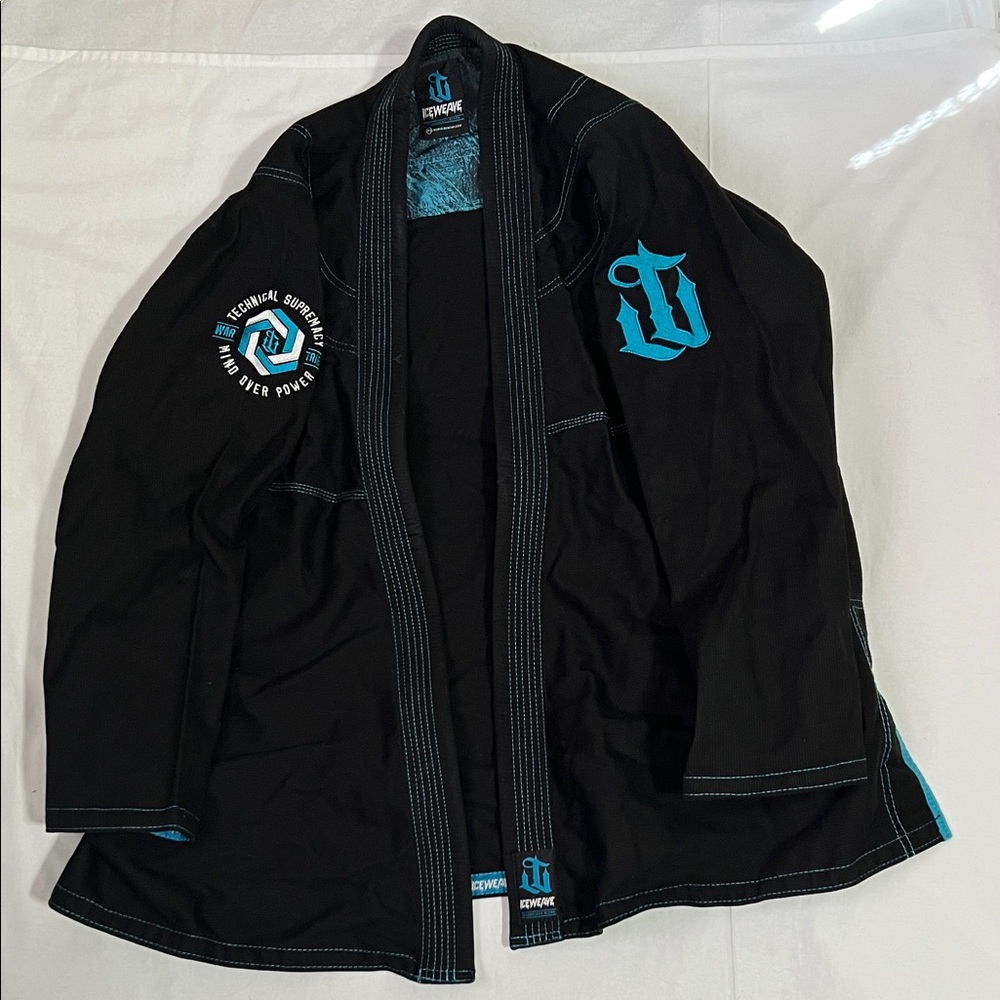 War Tribe Women's Iceweave Black Gi Jacket and Pants with Teal Accents